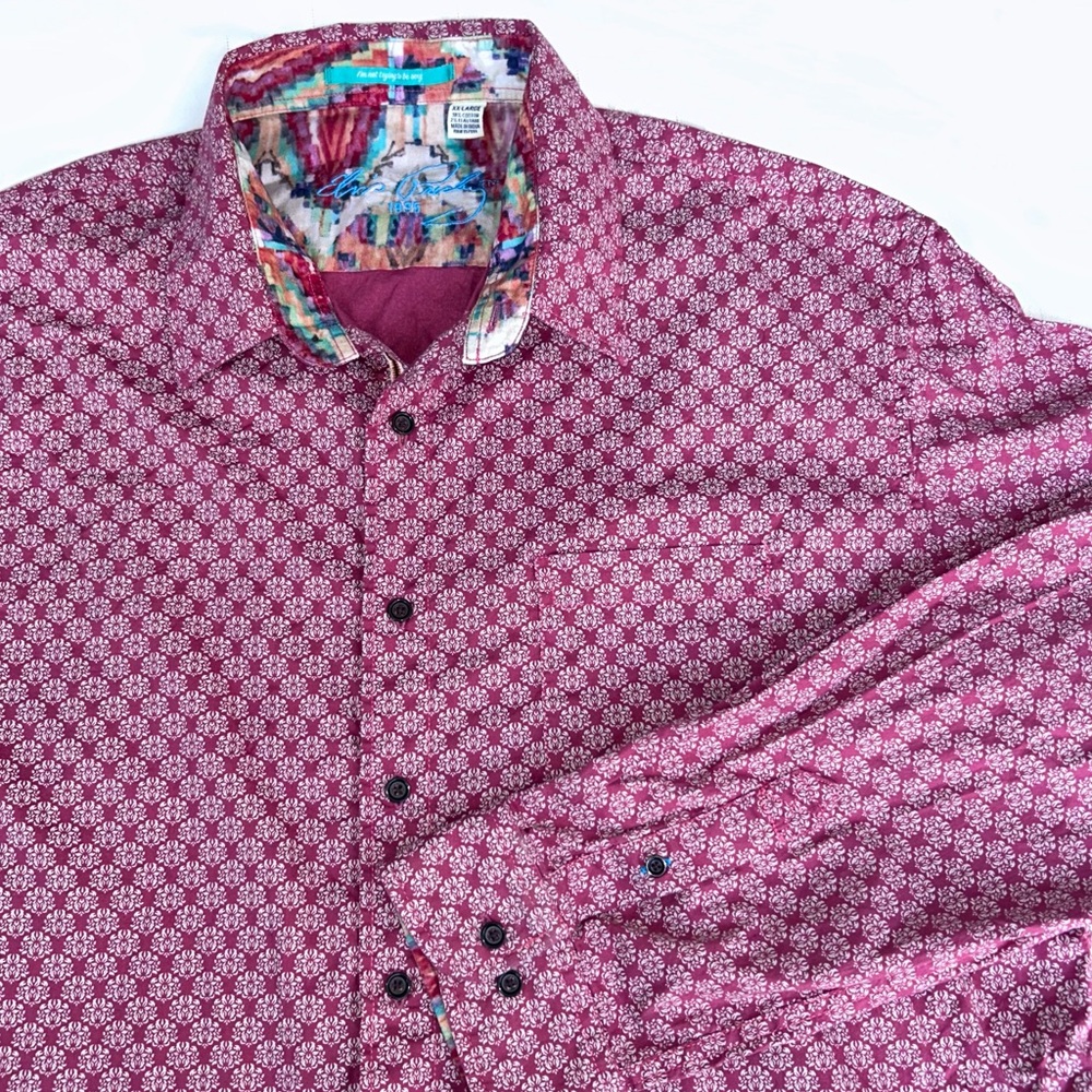 Elvis Presley shirt button down men’s XXL red graphic floral print long sleeve